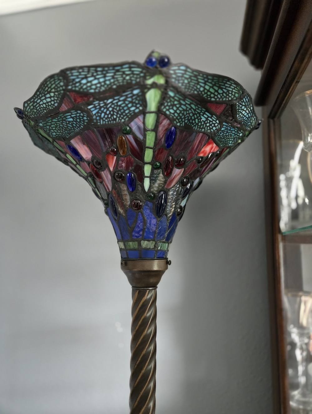 Stained Glass Dragonfly Floor Lamp - Multicolor - Picture 1 of 2